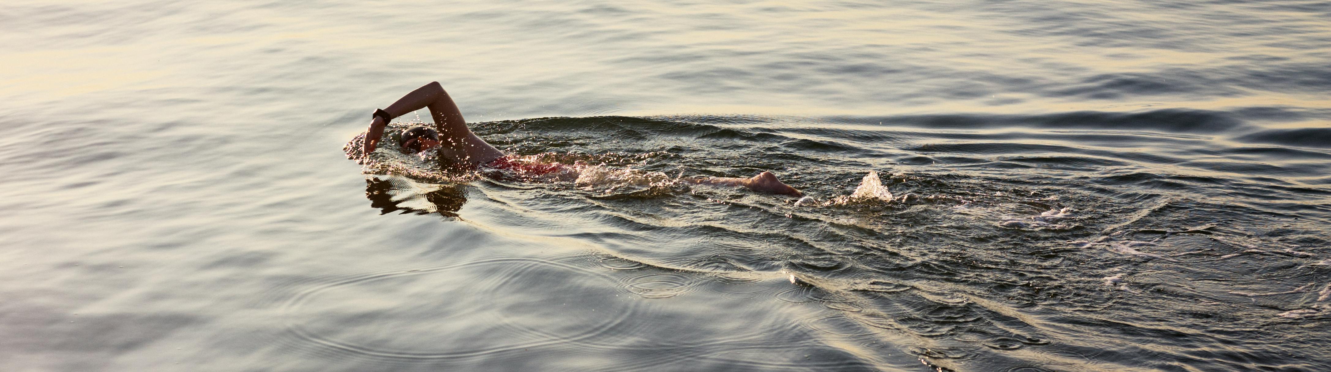 Female swimming in the sea