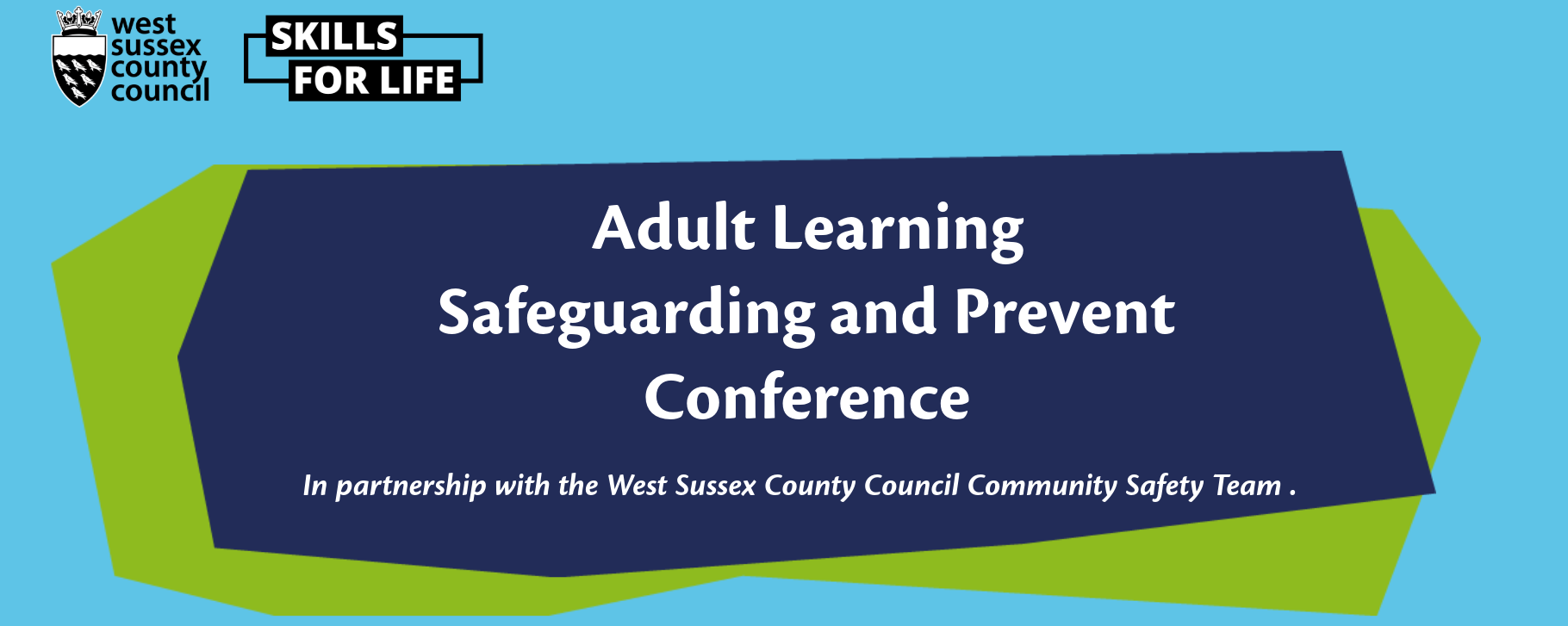 Banner with logos. Adult Learning Safeguarding and Prevent Conference.