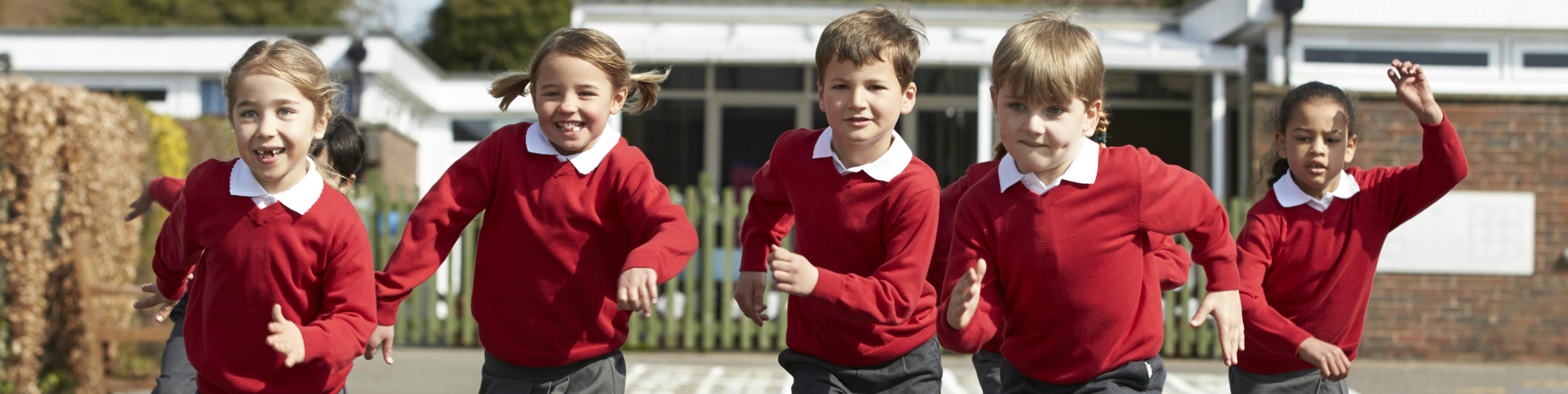 Primary school children running