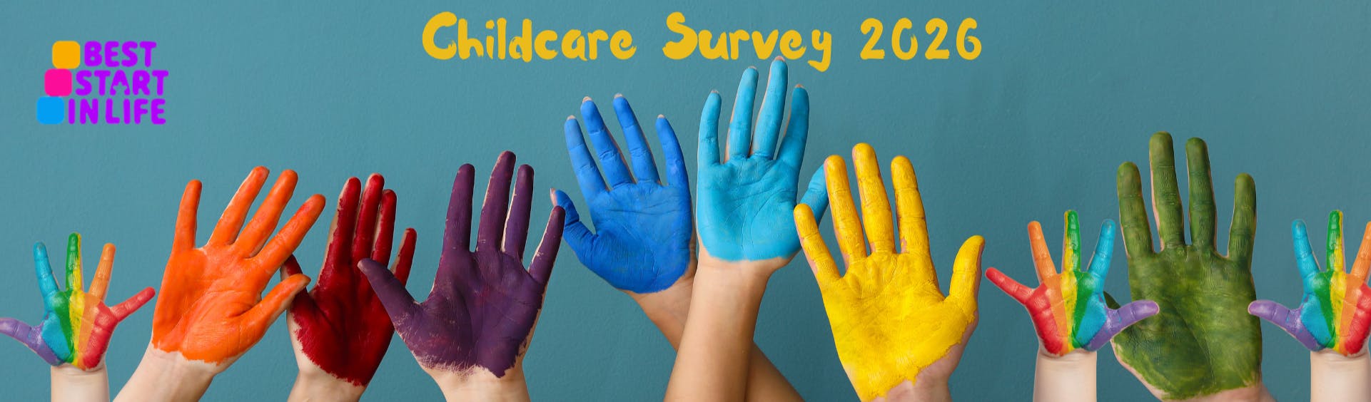 Children palms  painted in different colours