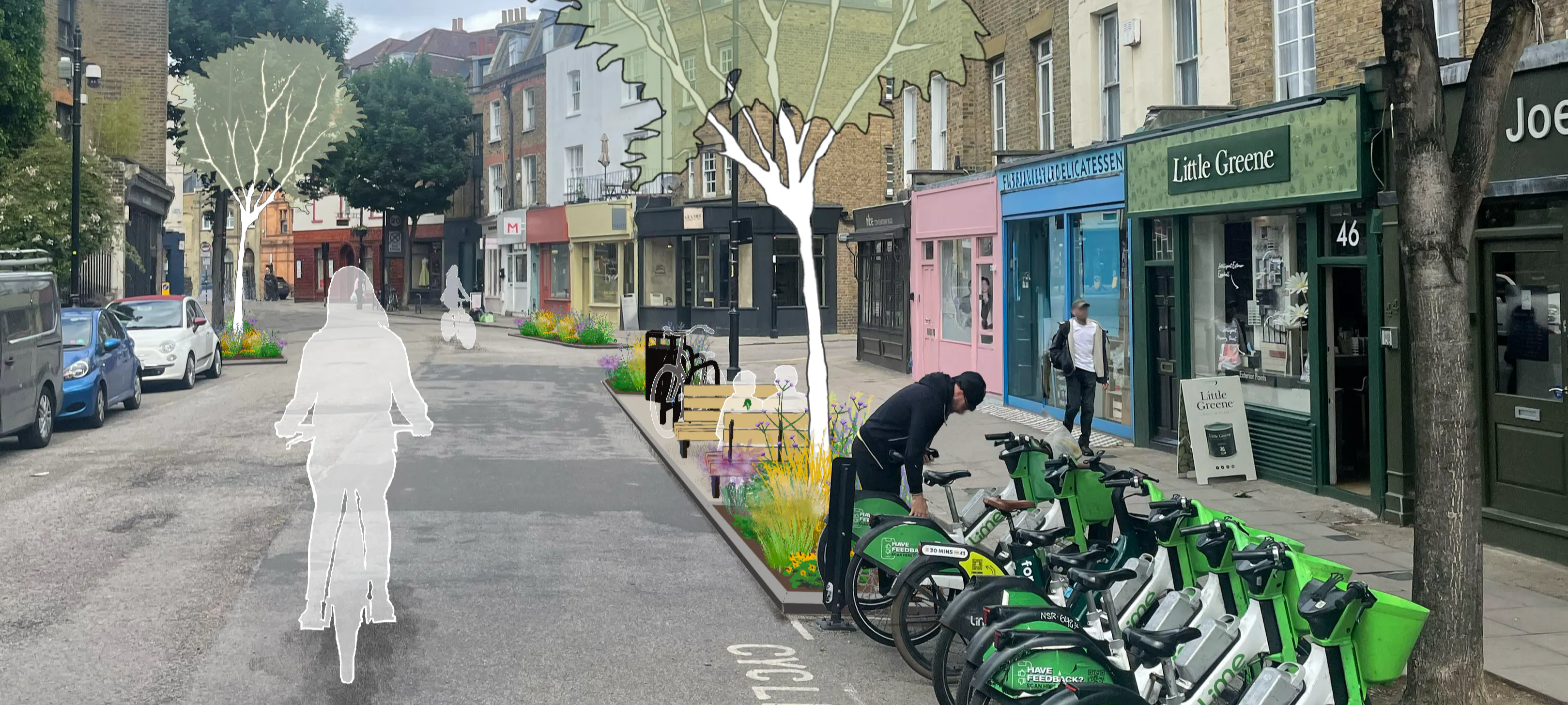 View of Cross Street with proposed changes 