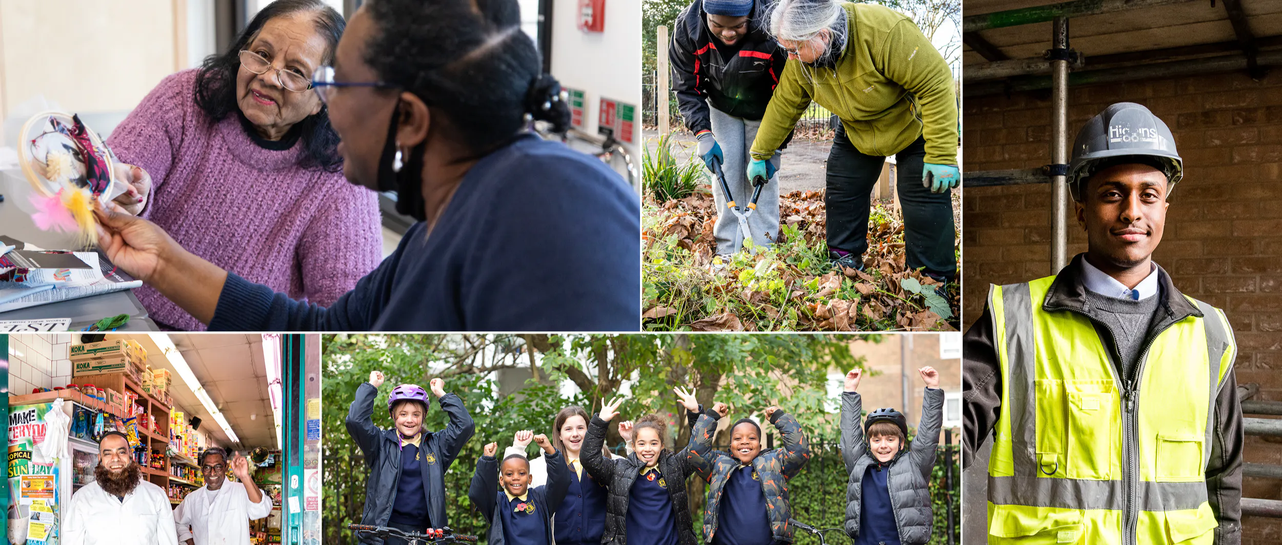 A collage of images showing the Islington community with children, community activities, local employees and businesses.