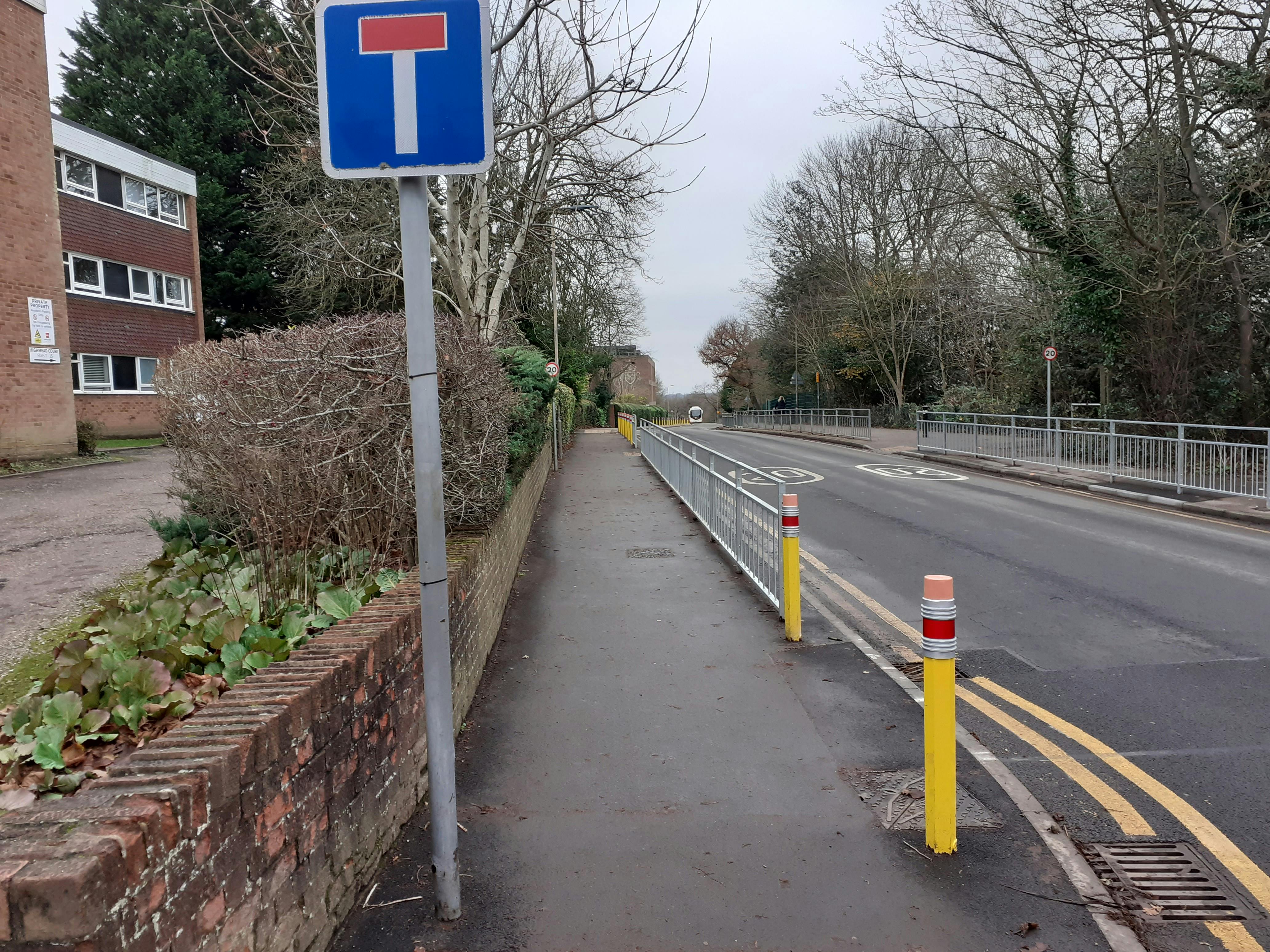 Pencil bollards and guard railing 