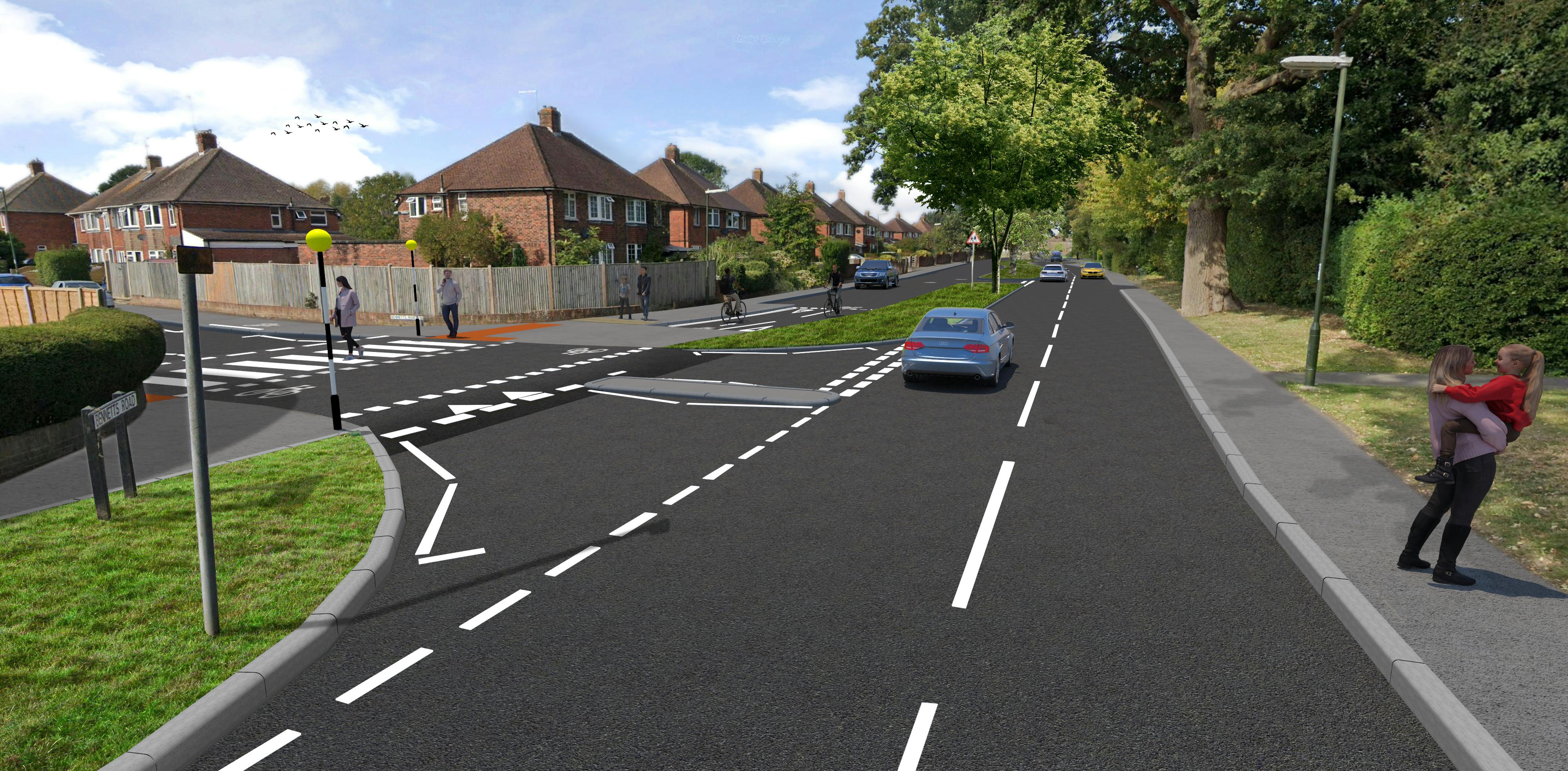Visualisation of the proposed changes at the Comptons Lane/ Bennetts Road junction