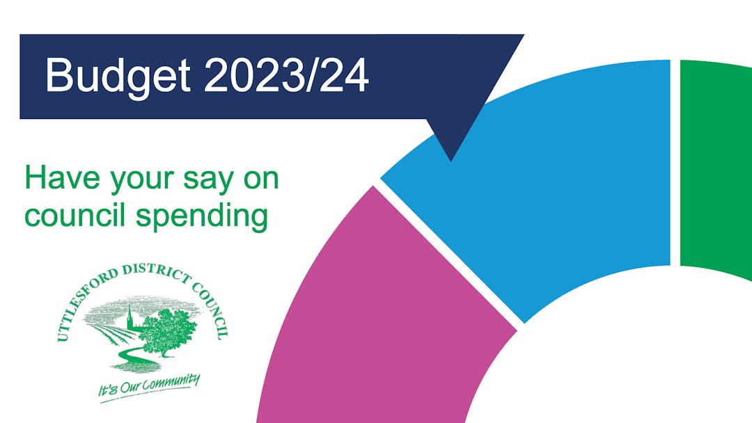 Part of a pie chart with the words 'Budget 2023/24' and 'Have your say on council spending'
