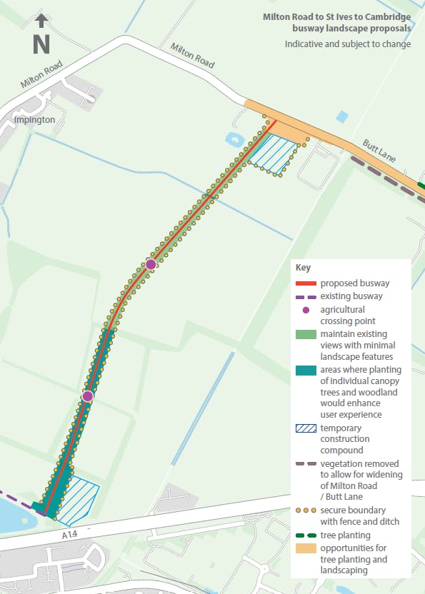 Milton Road to the busway landscaping proposals.png