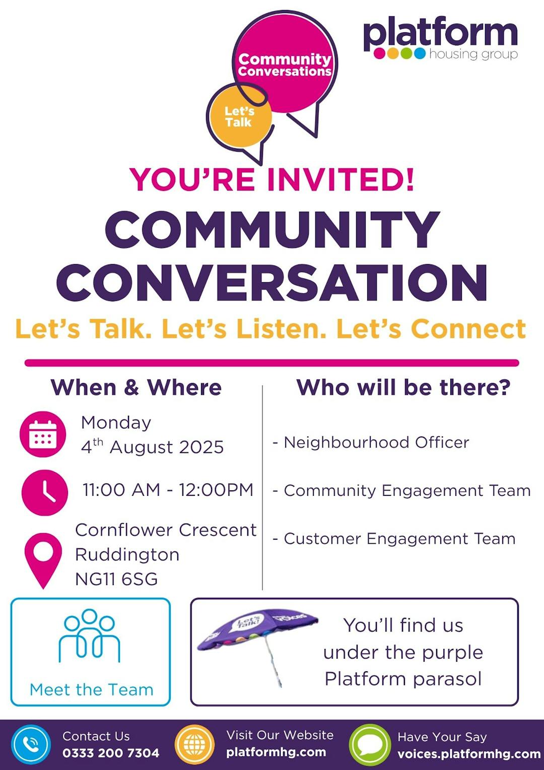 Poster promoting activities at Louth Community Conversation Trinity Centre LN11 8DJ on 19th February from 10am to 2pm