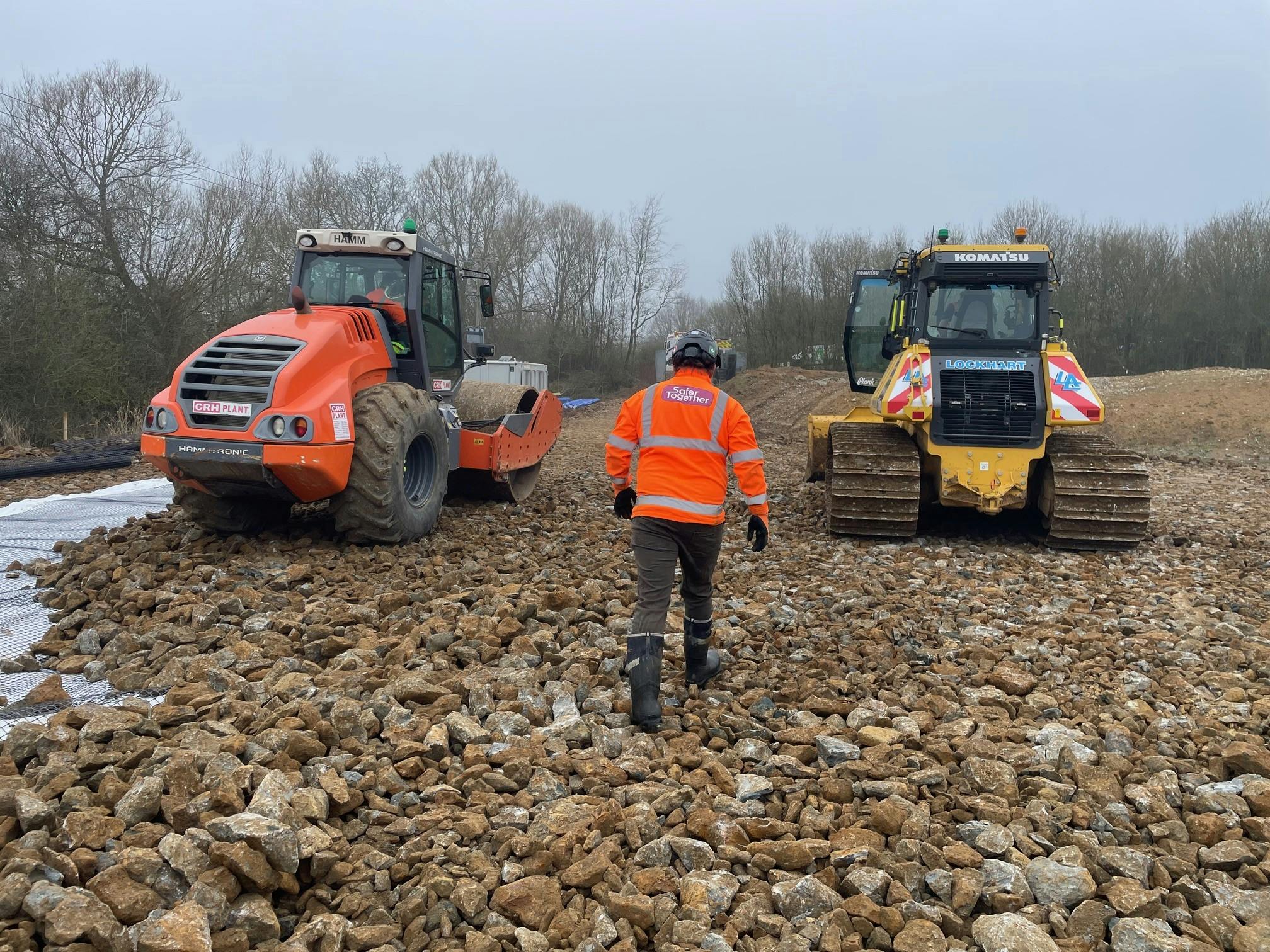 Site Preparation March 2026: Aggregate being levelled and compacted
