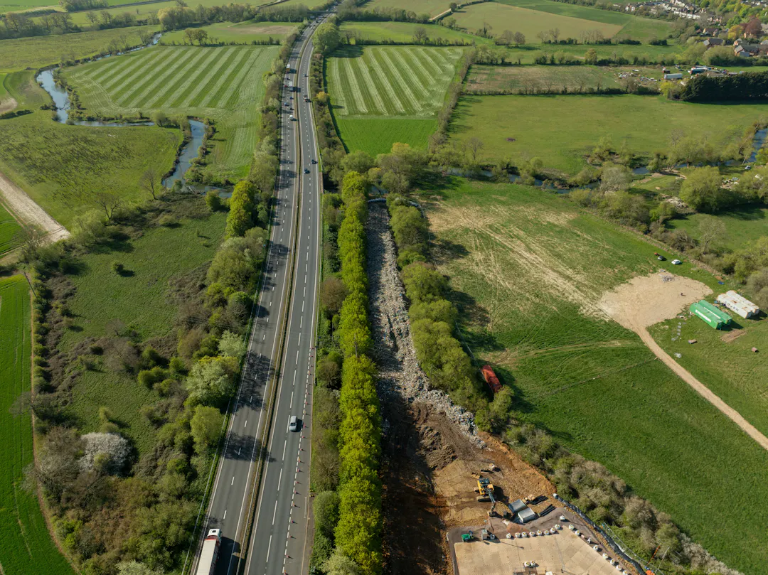 aerial shot showing the waste and surrounding area