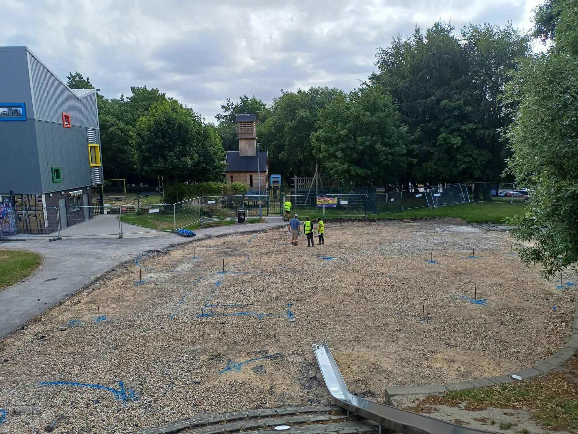 Week 5 works progressing with setting out of the new play equipment 
