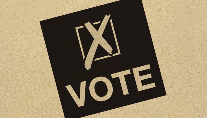 Image of a cross on a vote card