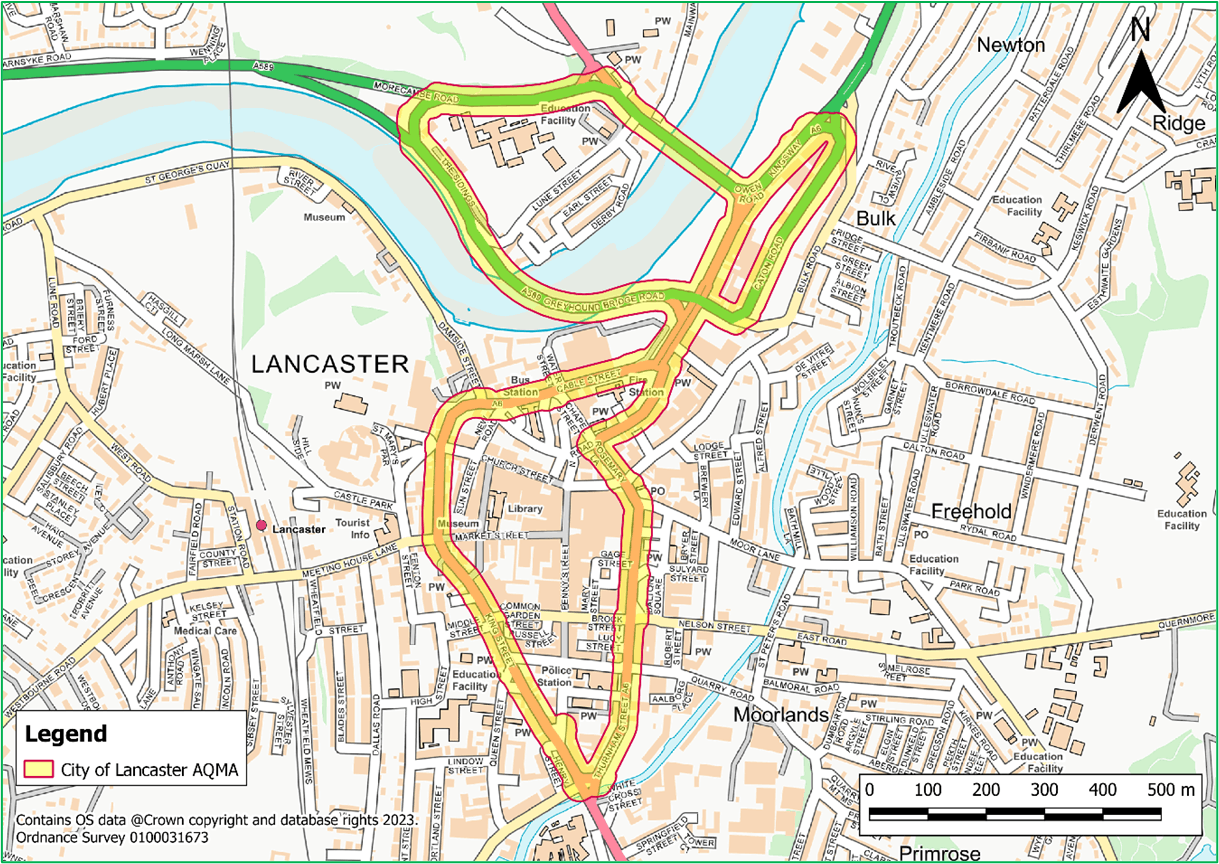 Lancaster city centre gyratory system.png