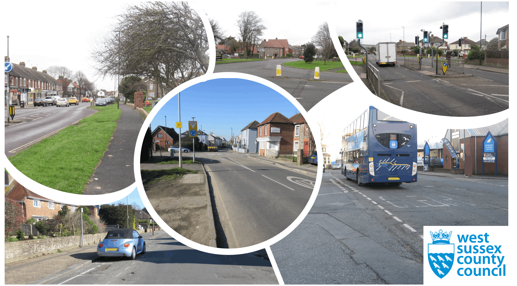 Various photos showing poor state of existing paths, cycleways, junctions and pedestrian crossings in the three areas.