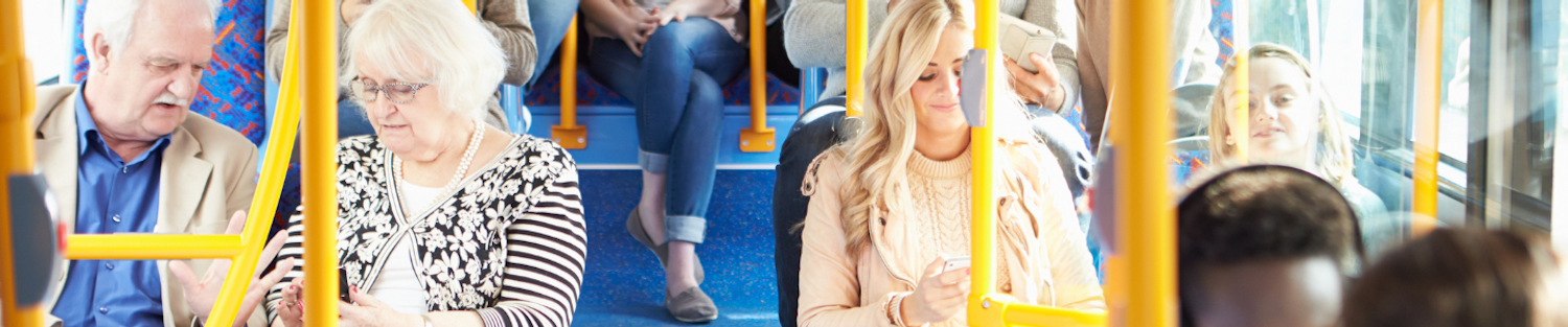 Passengers sat on a public bus