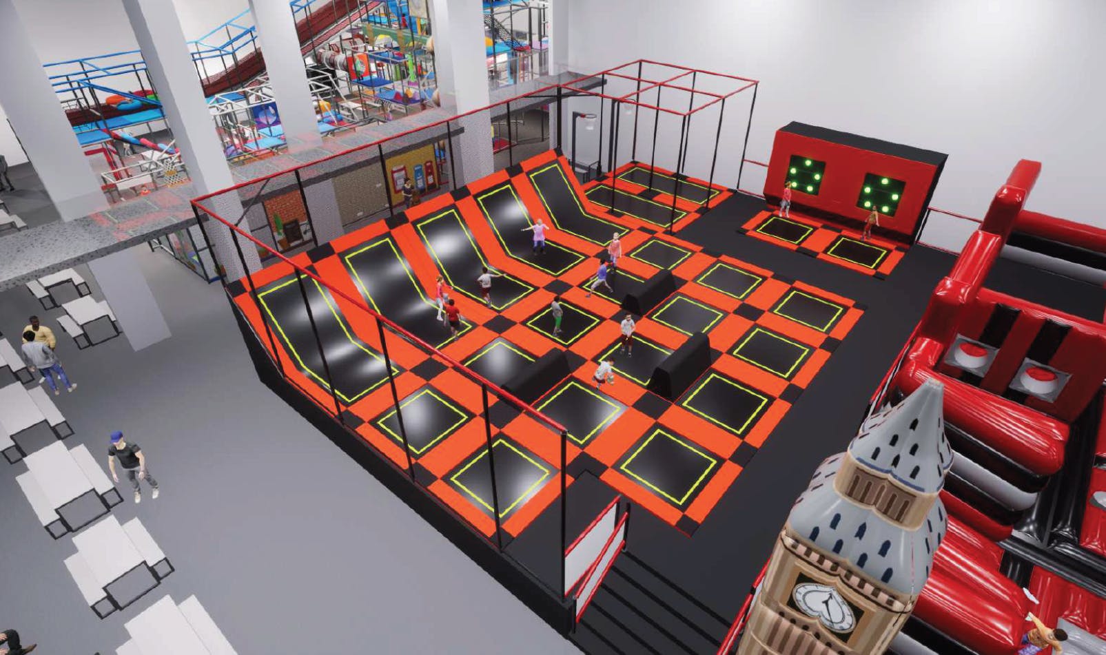 Digital representation showing the proposed trampoline area