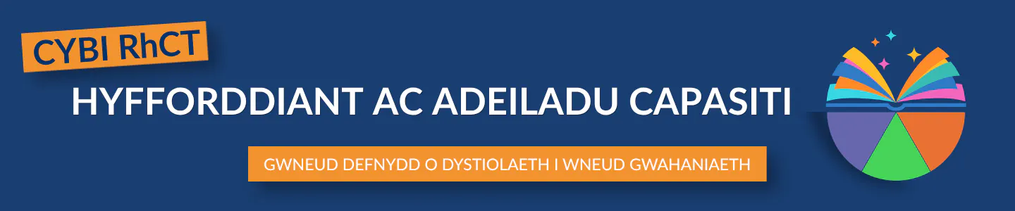 CYBI RhCT Hyfforddiant ac Adeiladu Capasiti Gwneud Defnydd o Dystiolaeth i Wneud Gwahaniaeth