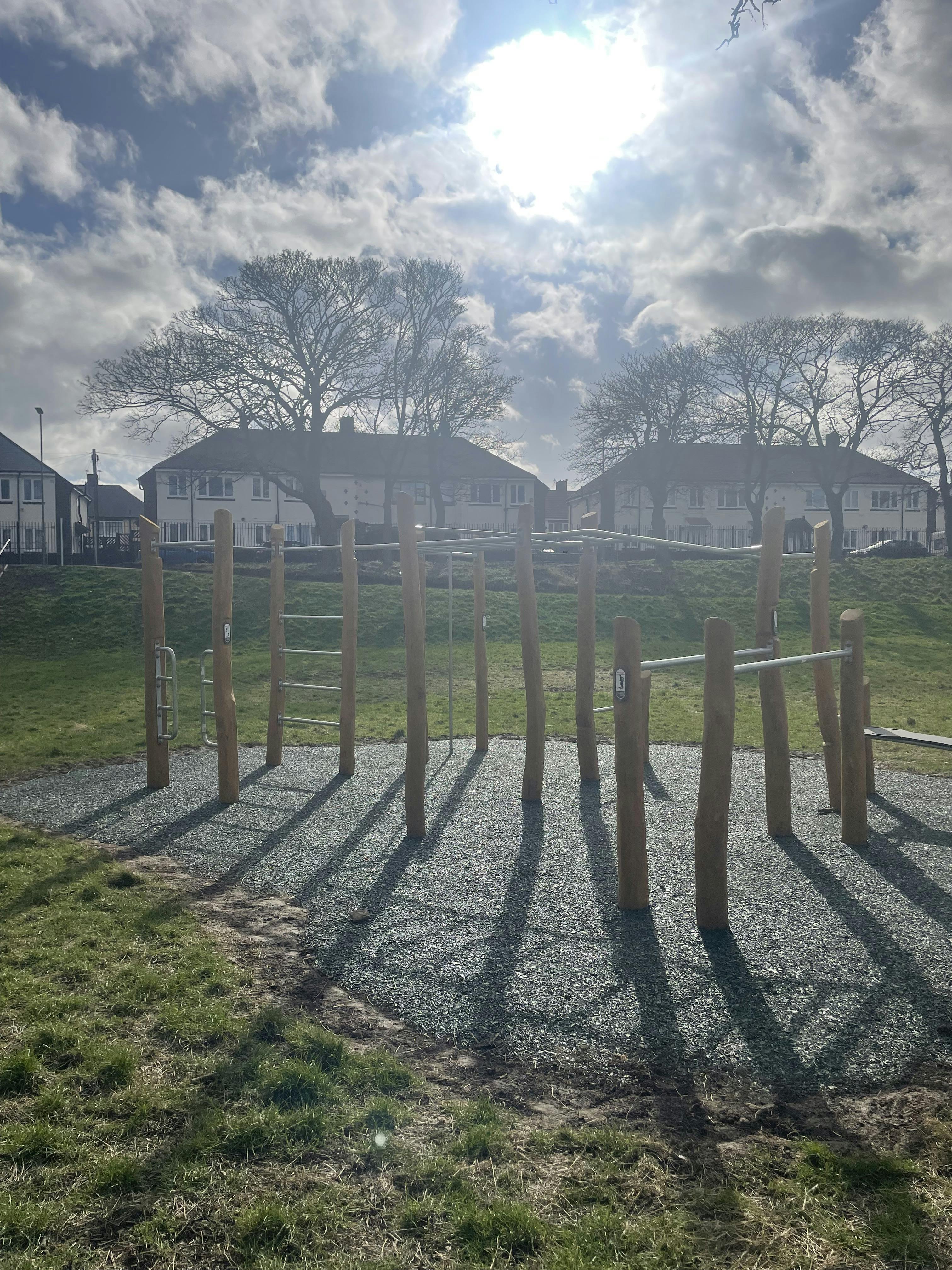 New installed equipment for exercise and climbing.