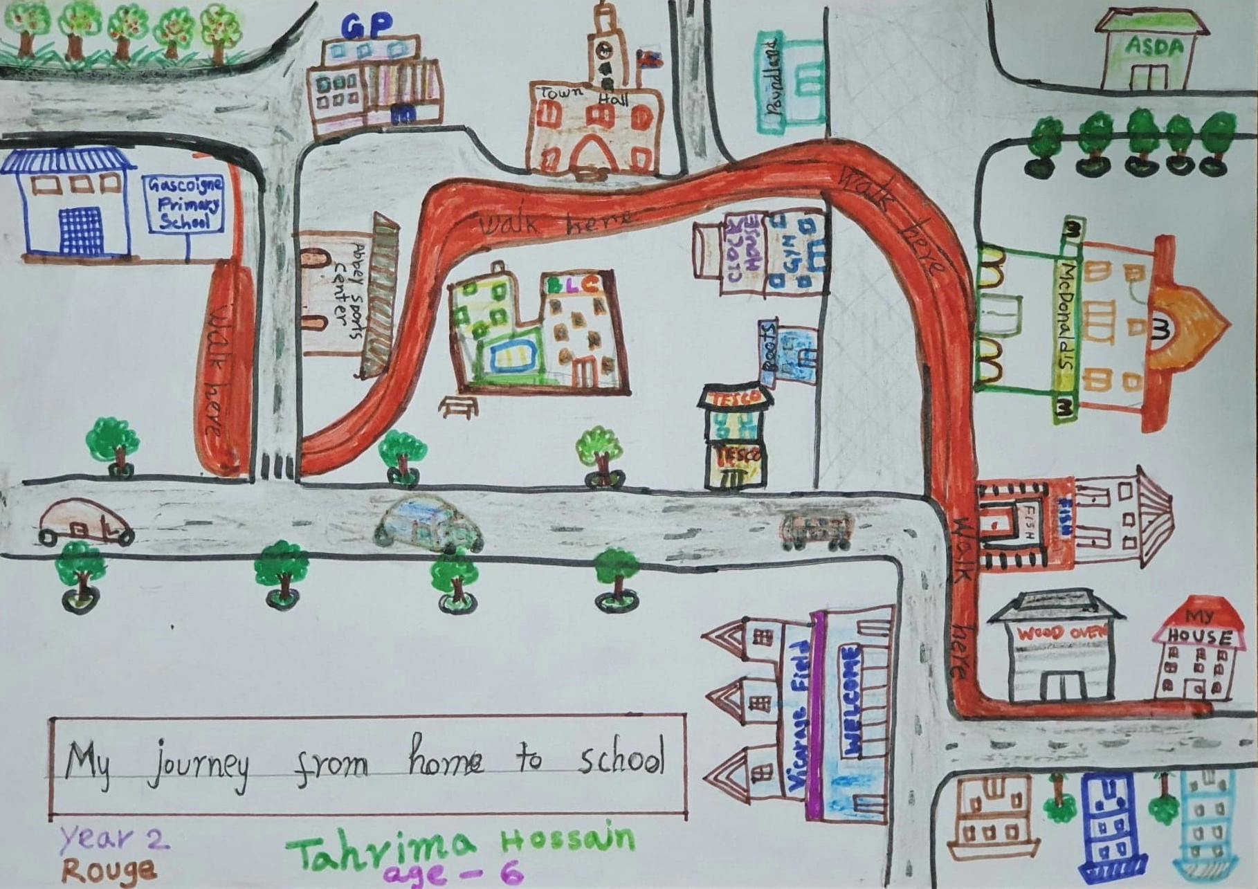 My journey from home to school by Tahrima Hossain