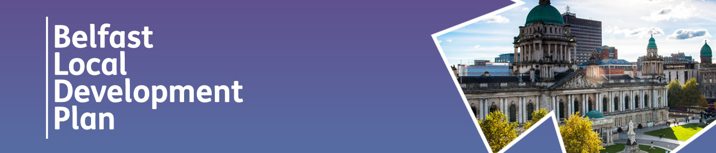 Belfast Local Development Plan  - with photo of City Hall, based on front cover of the LDP