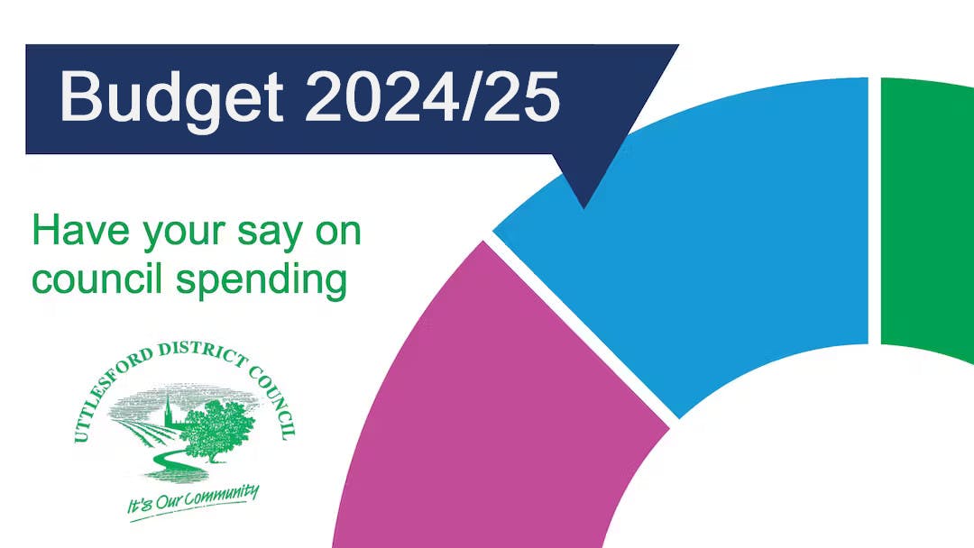 Part of a pie chart with the words 'Budget 2023/24' and 'Have your say on council spending'