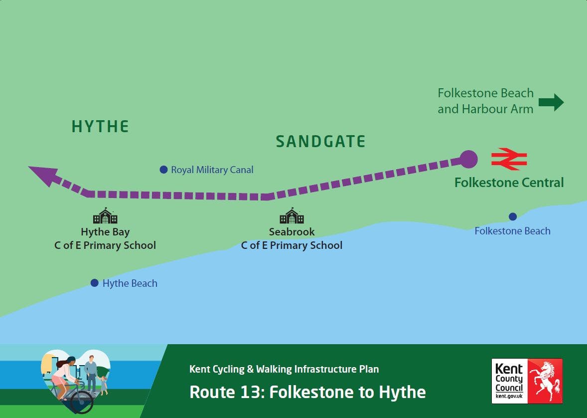 Route 13 Folkestone to Hythe