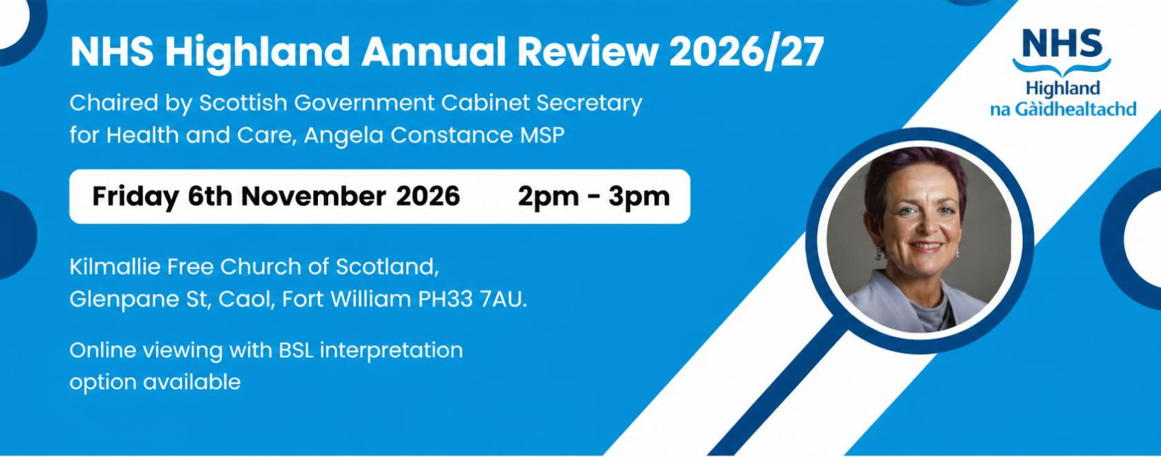 NHS Highland Annual Review 2026, Chaired by Cabinet Secretary for Health and Care Angela Constance MSP