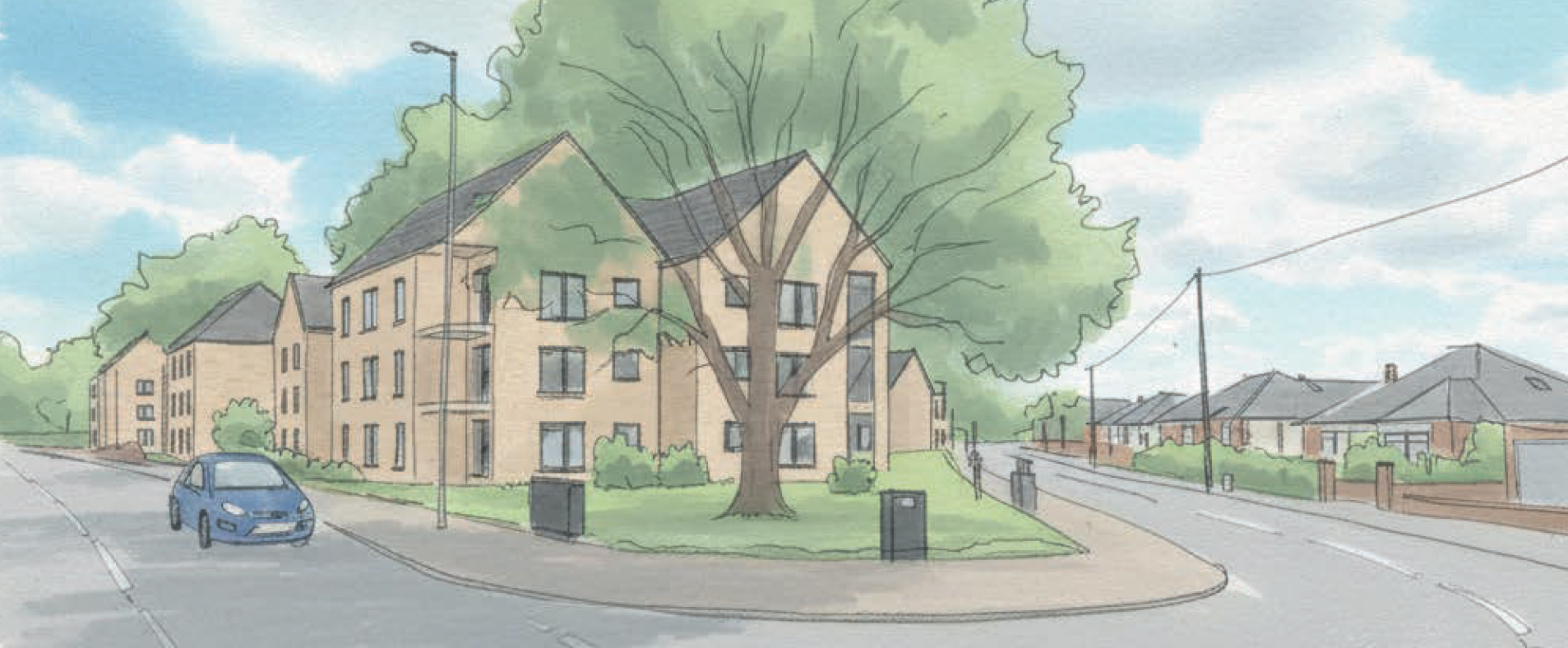 Concept visual of George McTurk Court from Cairn Road Glaisnock Street Junction 