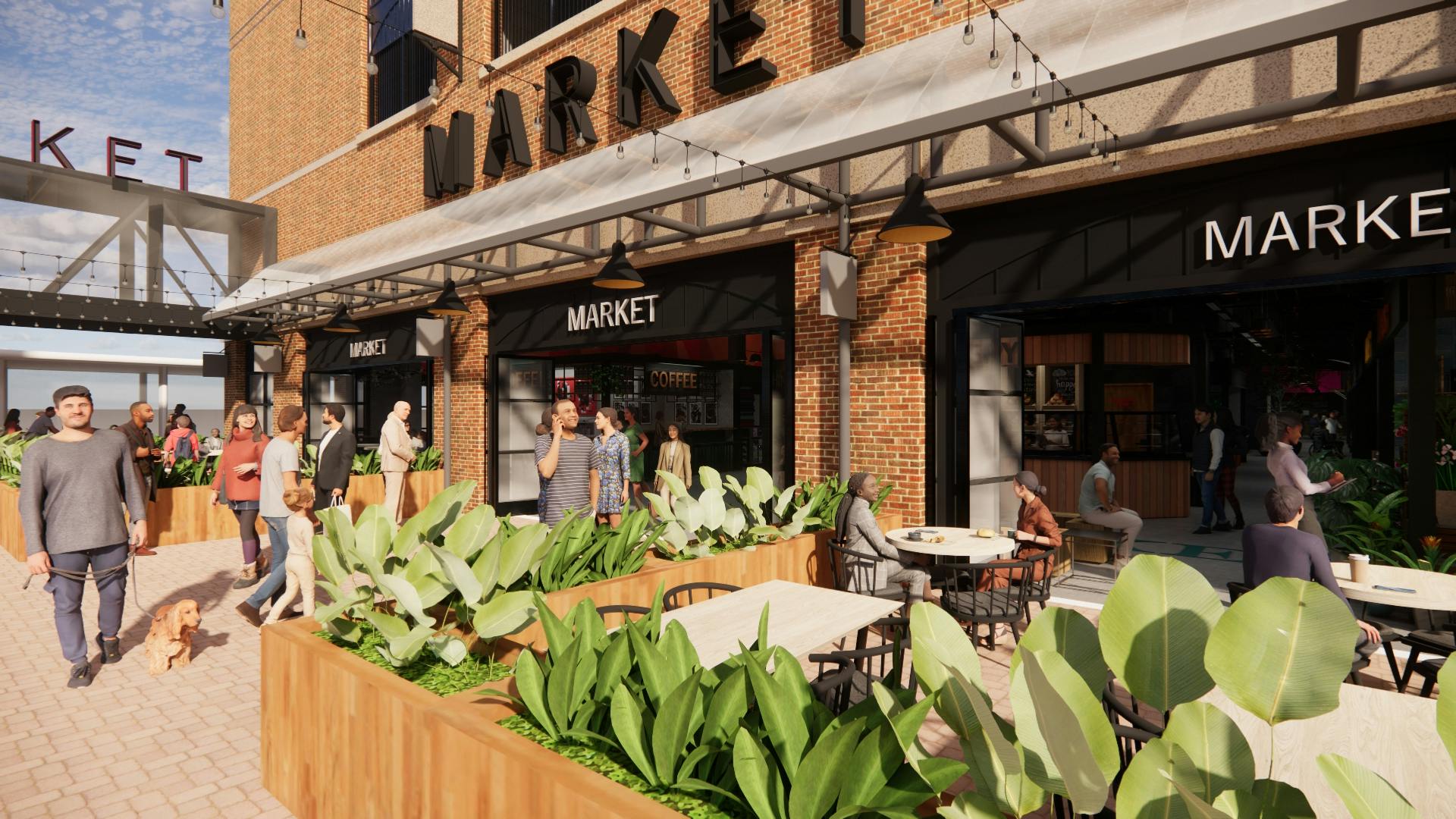 Computer generated image of the exterior of the new market