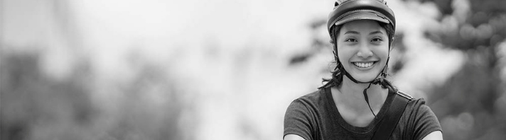 A bicycle riding over cycle lane road markings