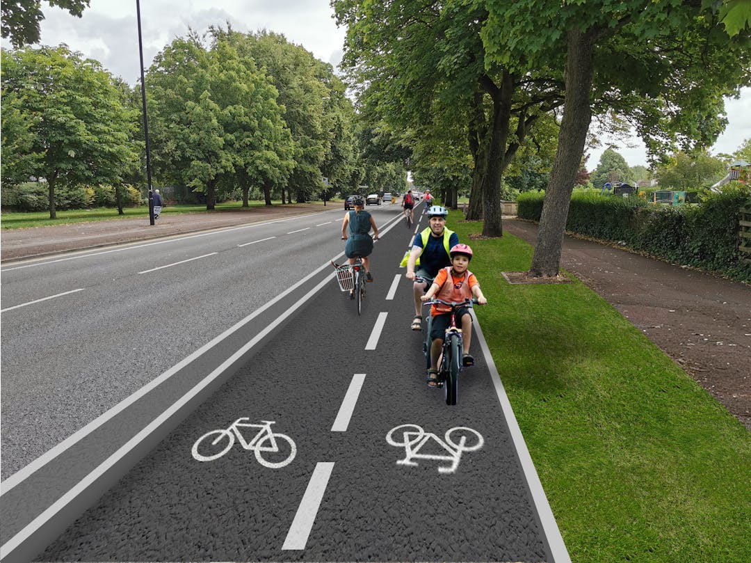 Image of what the segregated cycleway might look like at Stoke Green