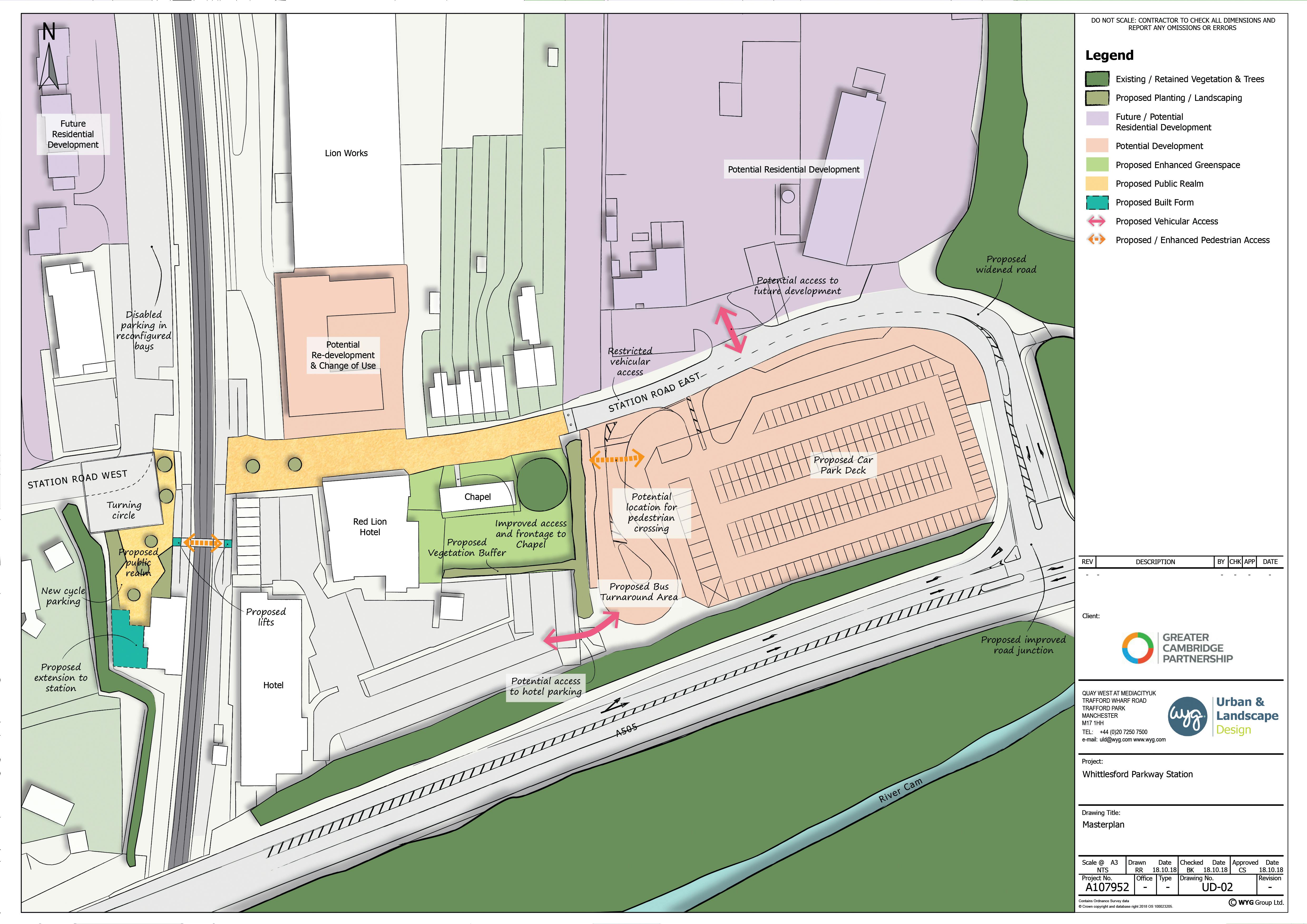 Map of proposed schemes around Whittlesford Parkway station