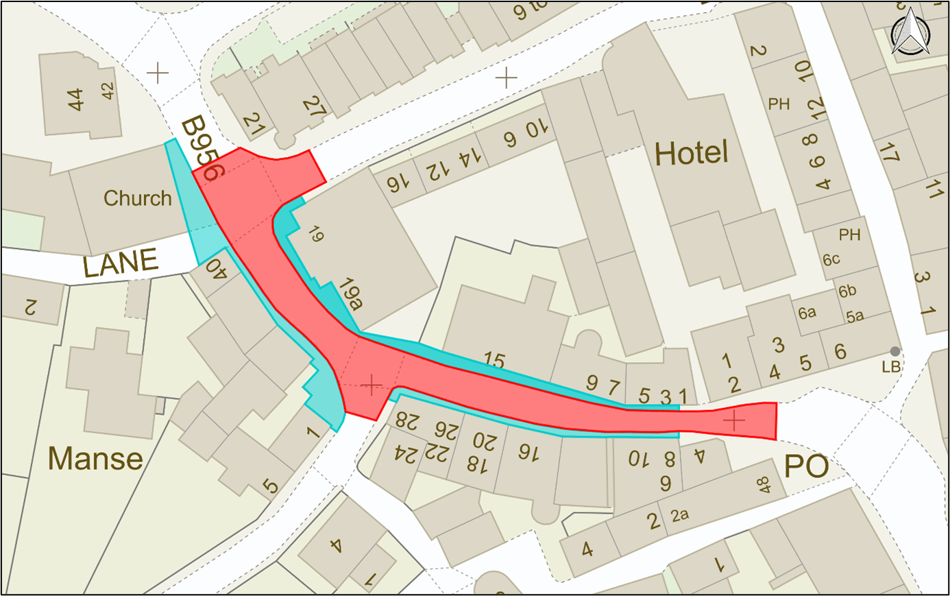 Map of roadworks at High Street, Kirriemuir