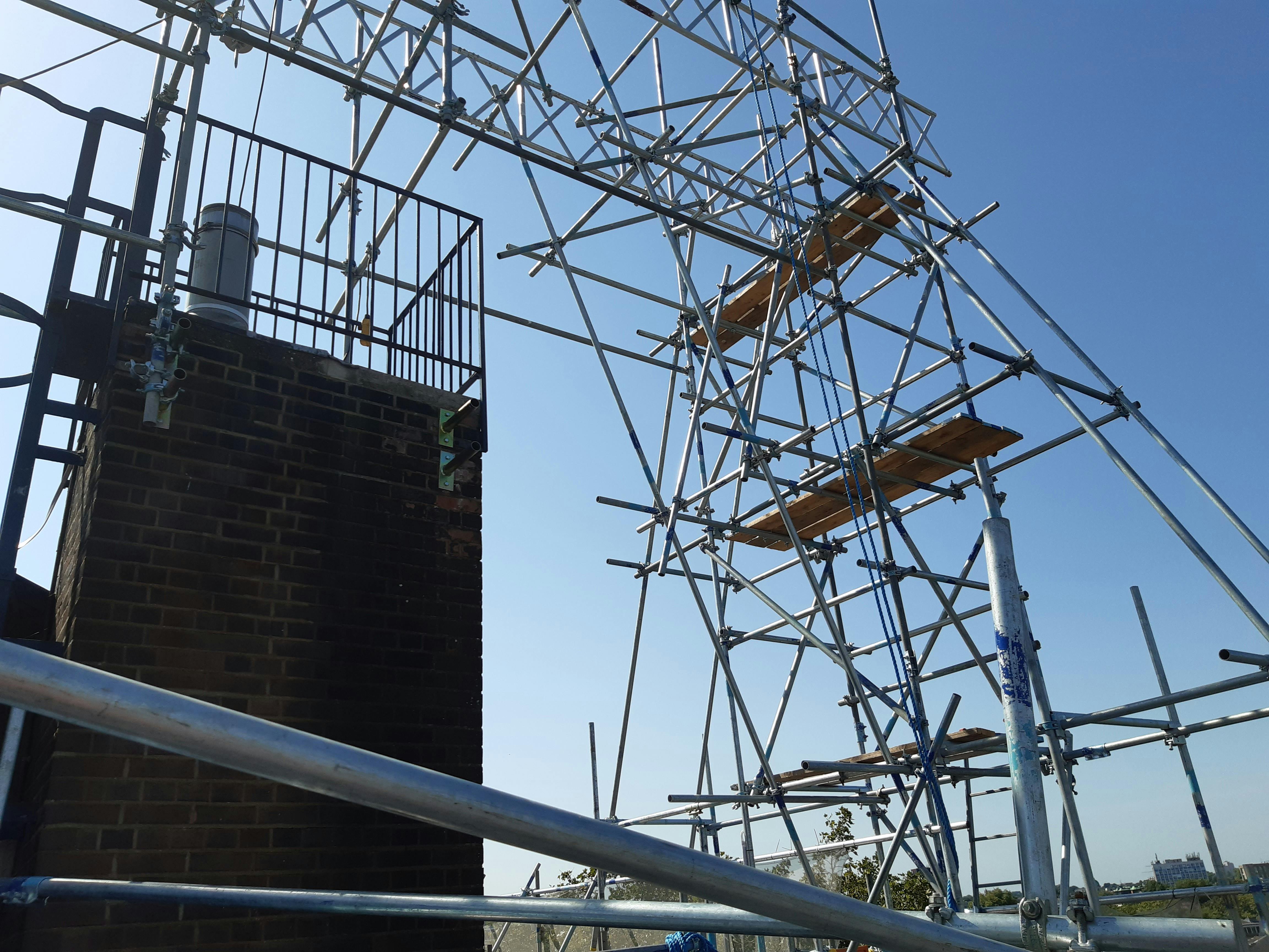 Scaffold around chimney flue_Jul24