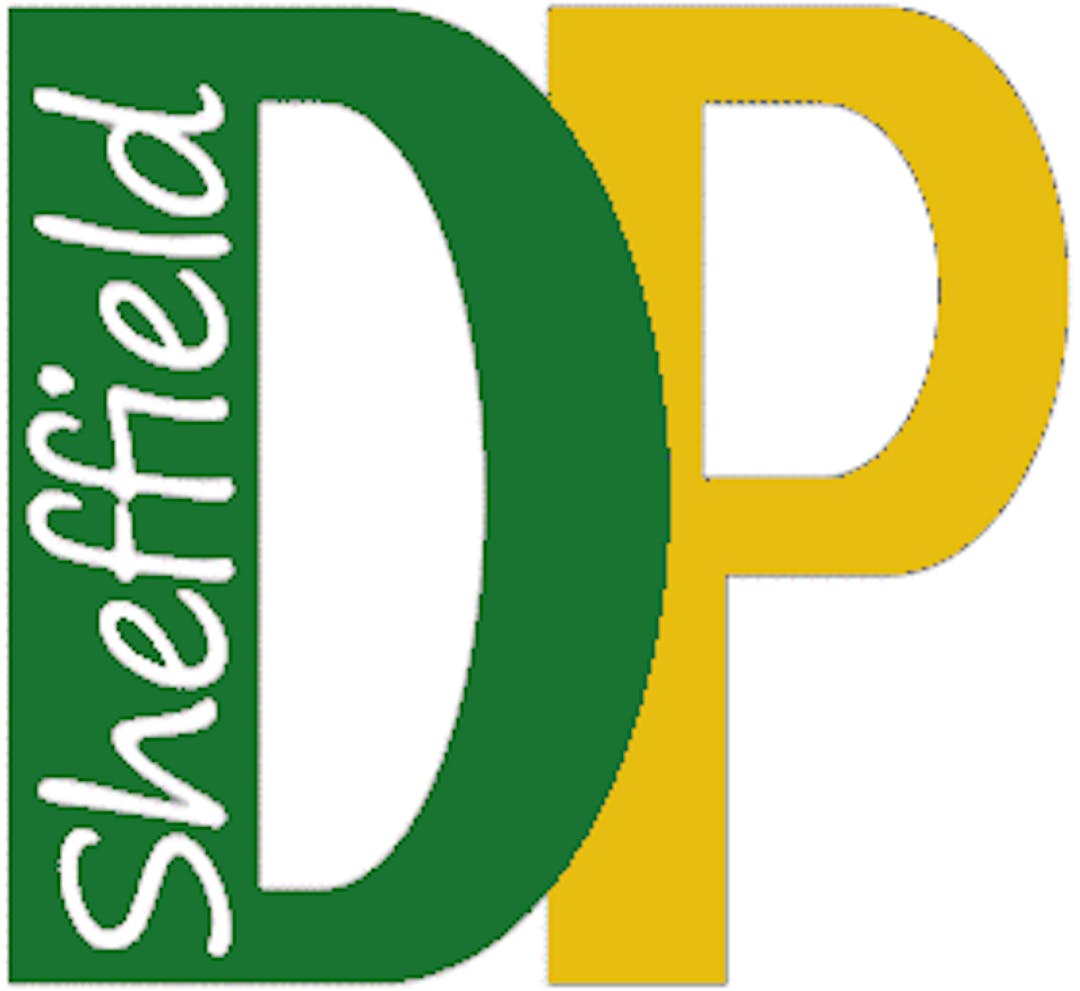 Sheffield Direct Payments logo. A green letter D with Sheffield written in white writing, next to a yellow letter P.