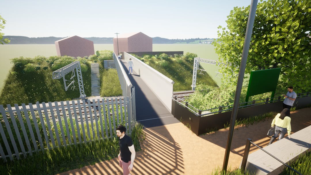 3D render of the new Lanks Hill footbridge, due to be installed in August 2023