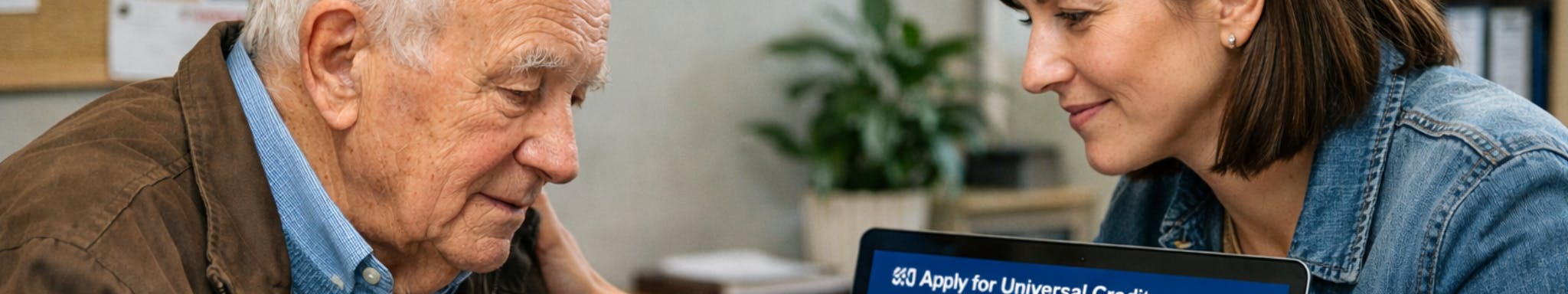 A man and a woman looking at a laptop together