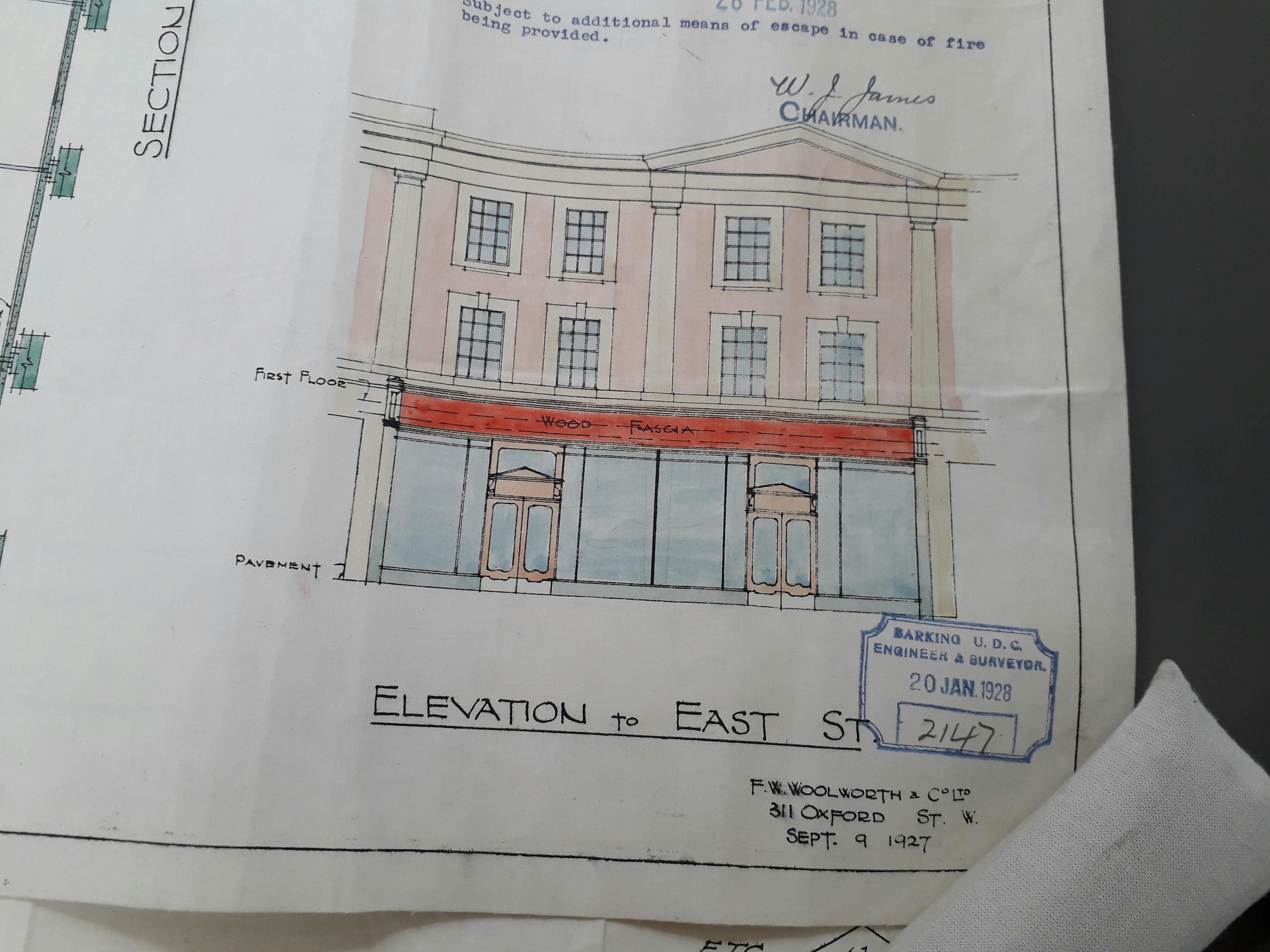 Woolworths Building Plans - front elevation 1927-8