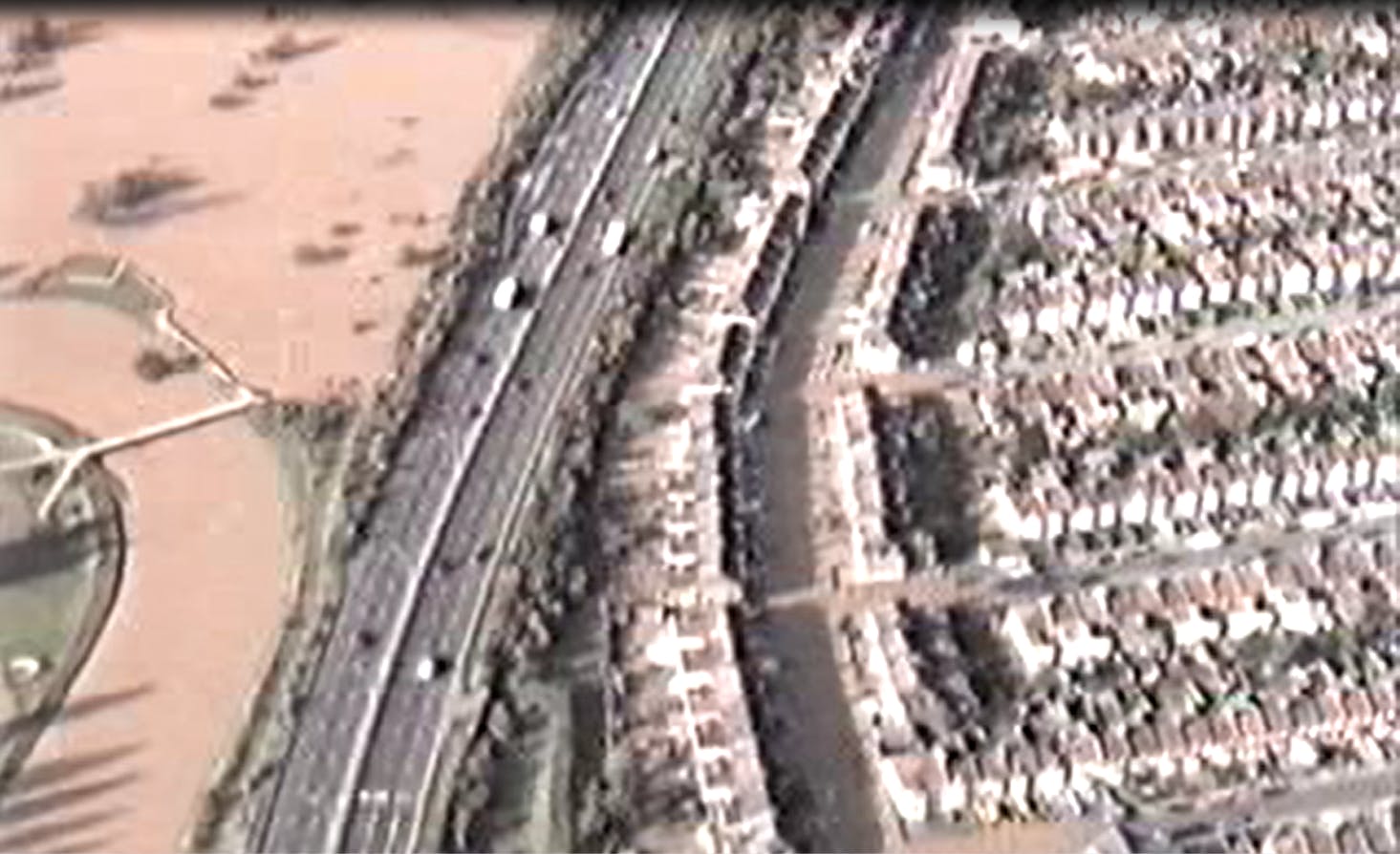 2000 aerial photo of flooding at Wanstead Park Road, Ilford