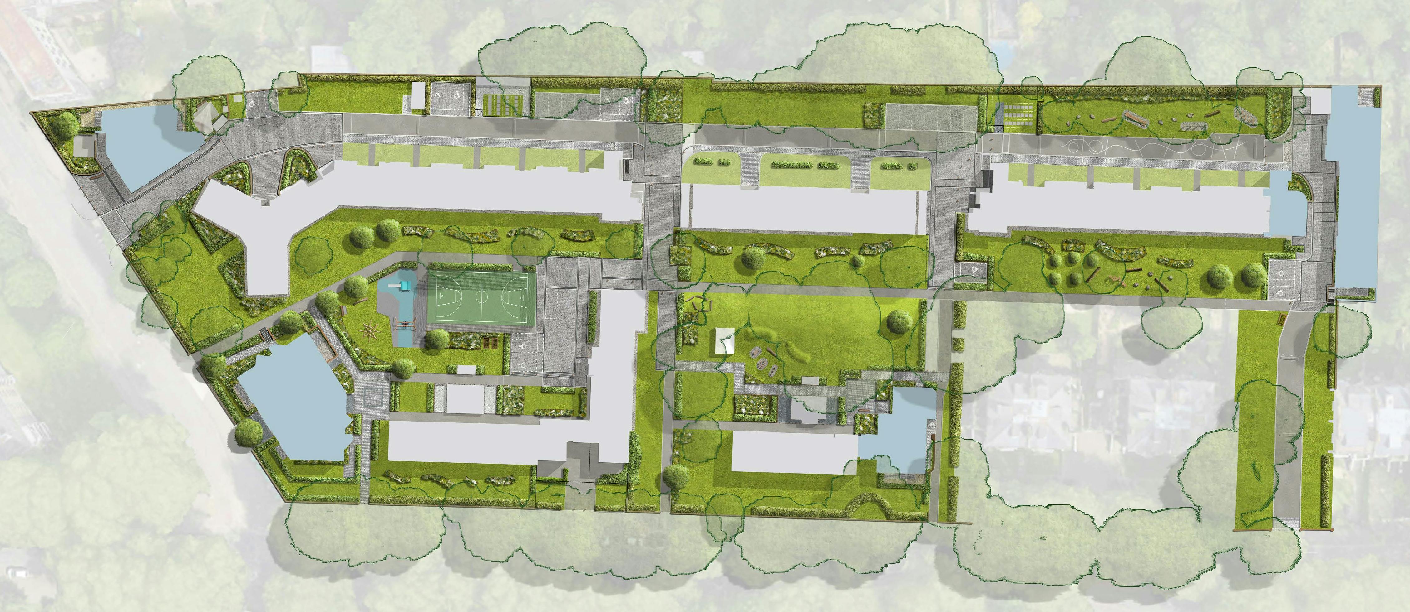 Park View Estate site plan of the green spaces