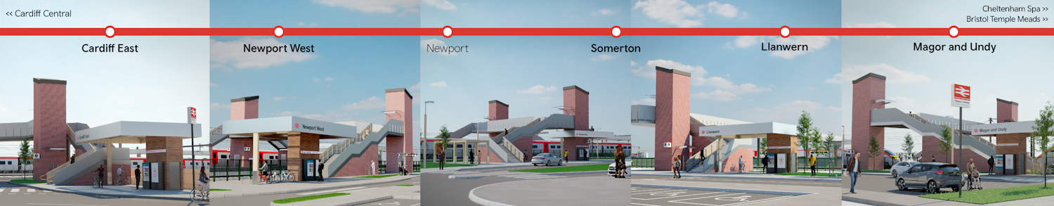 A banner shows visualisations of each of the 5 proposed station designs