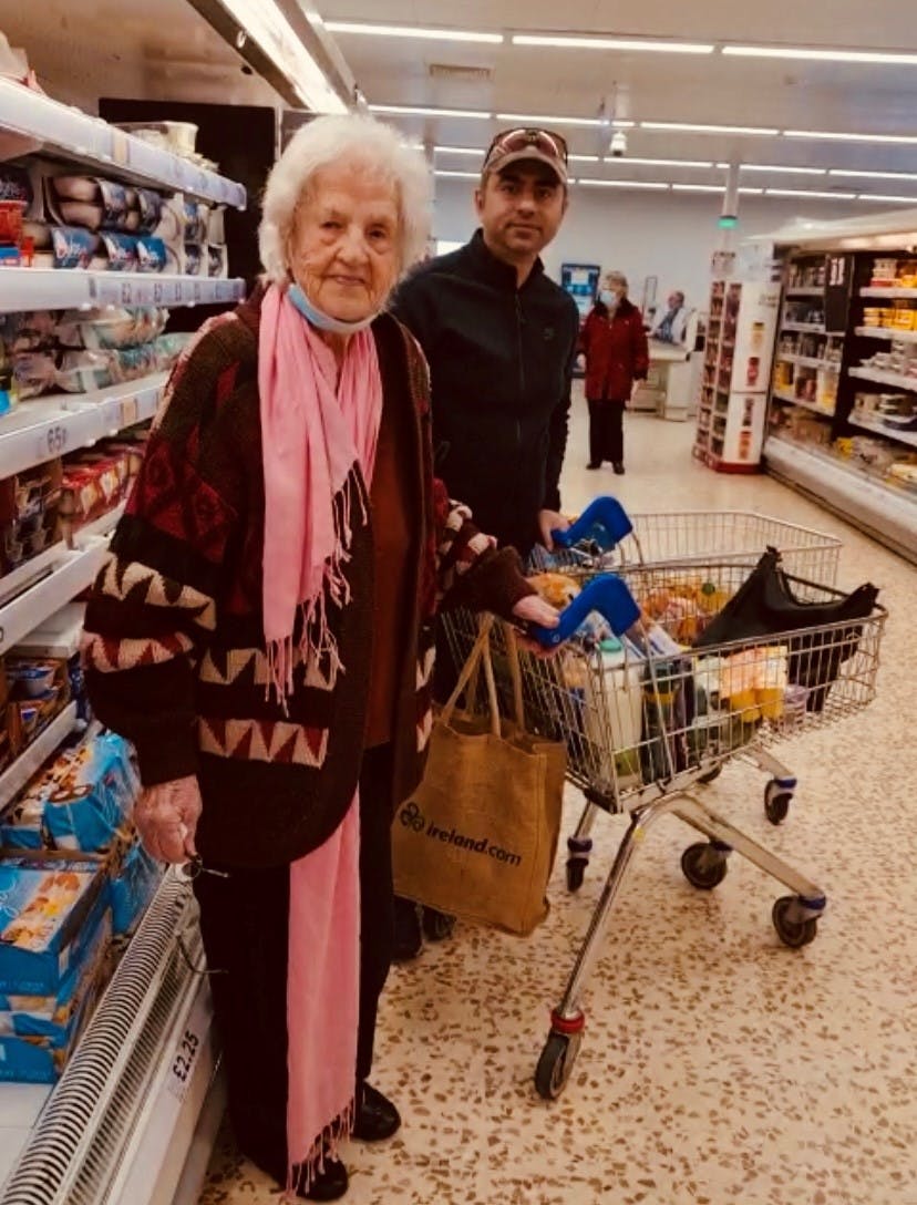 Mary and Ash on their weekly shop.