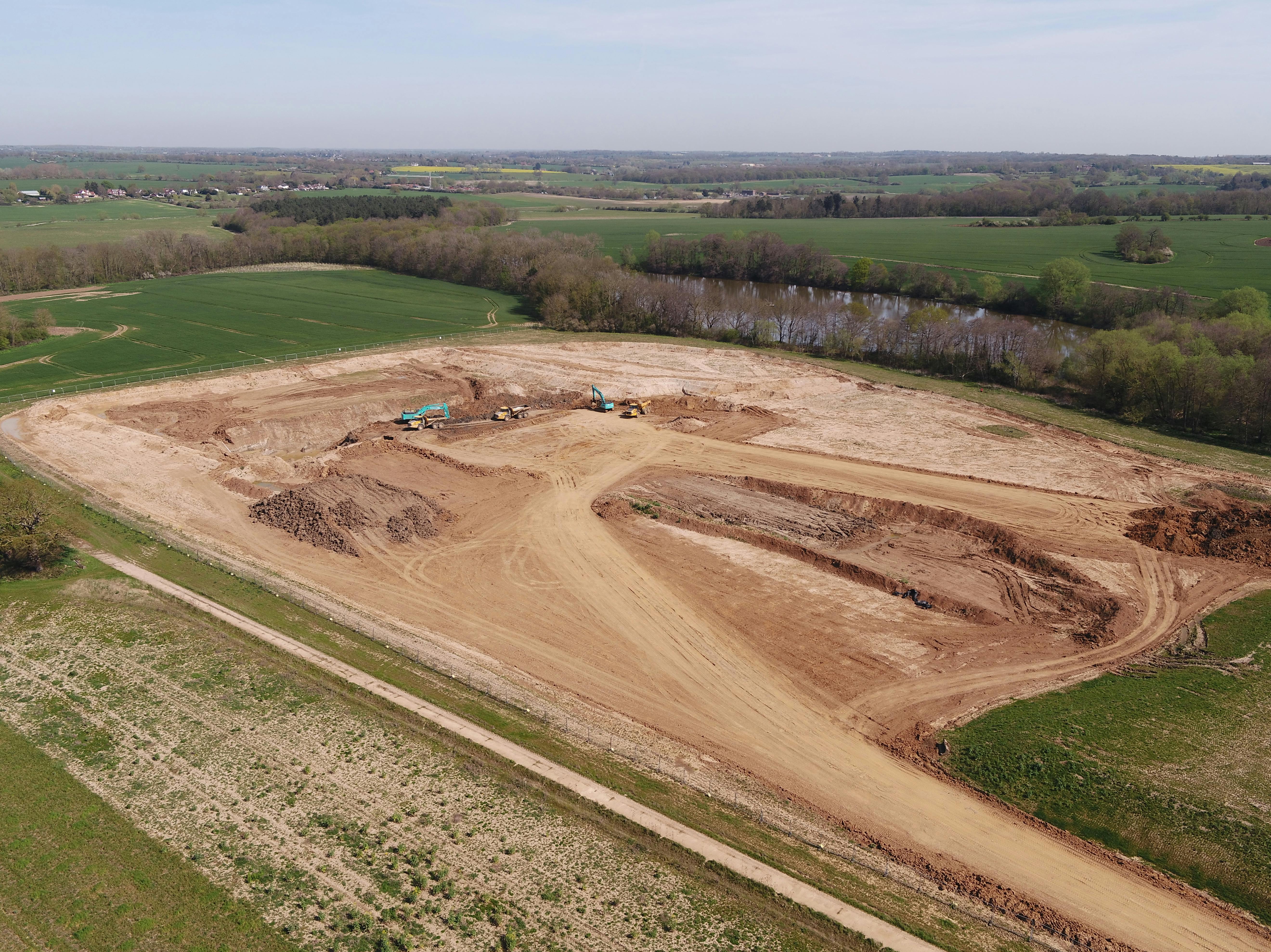 34. Aerial view of the Borrow Pit where clay is being sourced for the ebankment construction - 8 April 2026.JPG