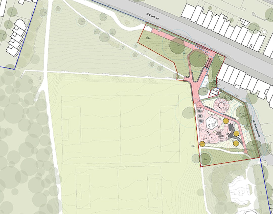 Architects aerial plan/drawing showing proposed improvement options for Victoria Park. Note this is just a screenshot 
