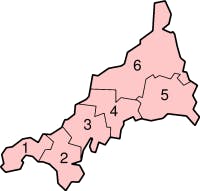 map of taxi licensing zones in Cornwall