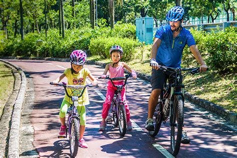 Family learning to cycle