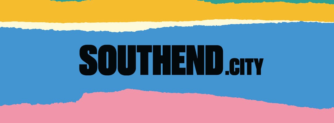 An abstract colourful background with the words 'City of Southend'