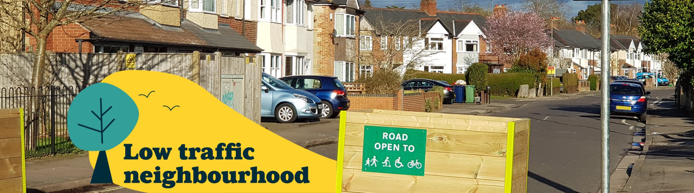 Photo of Low Traffic Neighbourhood wooden traffic filter.