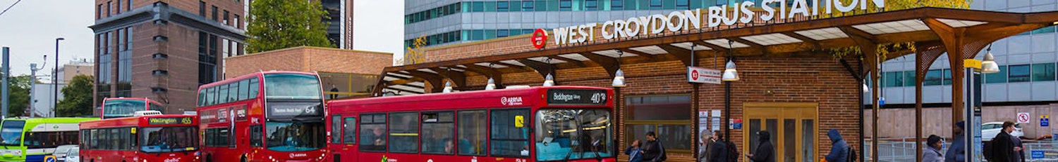 Single deck bus outside West Croydon Bus Station