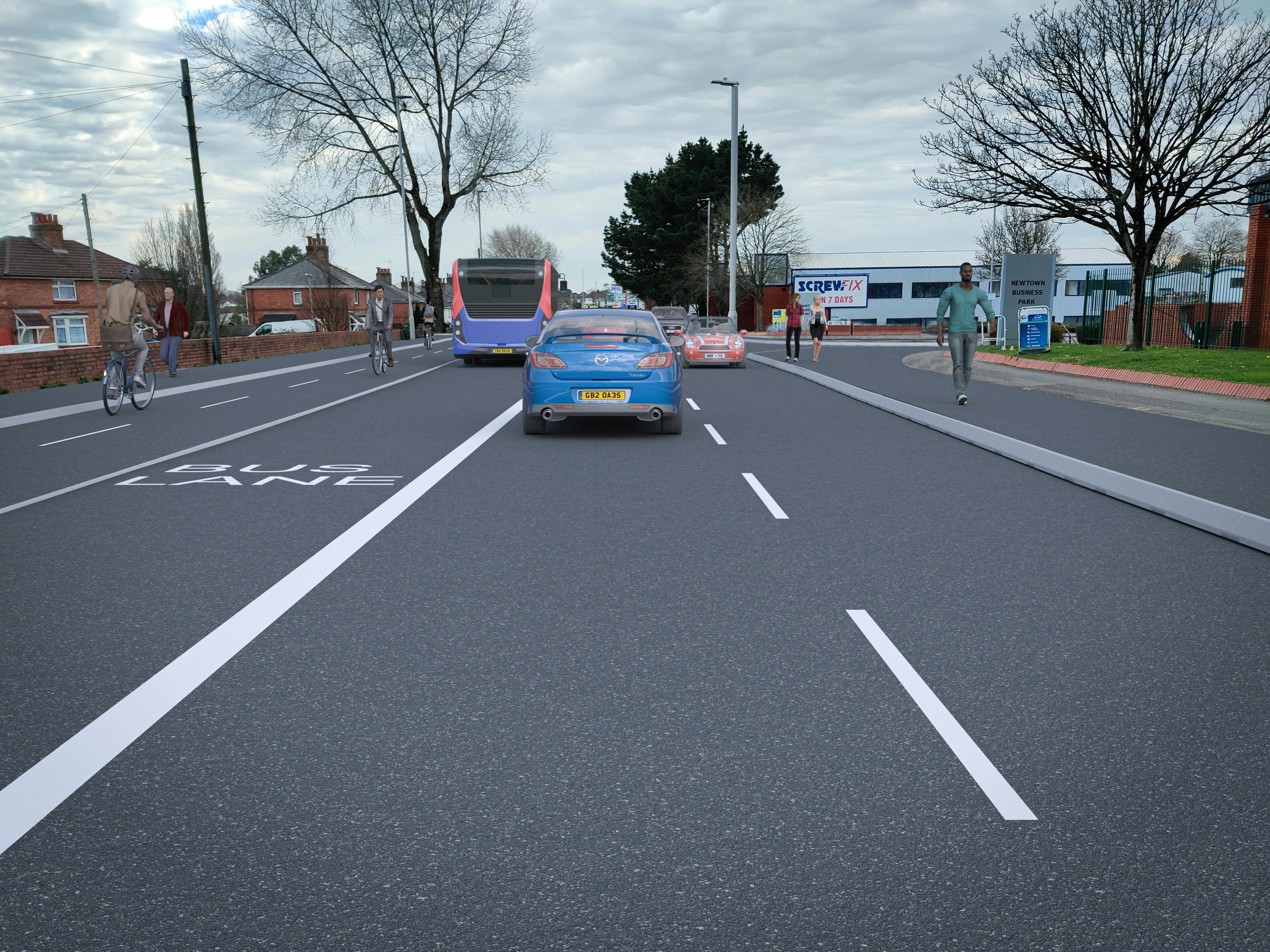 Ringwood Road looking south towards Albion Close