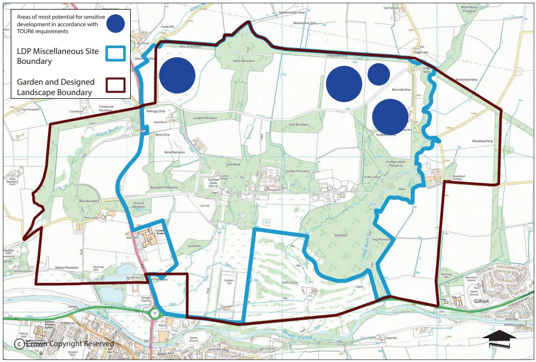 Areas with most potential for sensitive development in line with the requirements of LDP2 Policy TOUR6